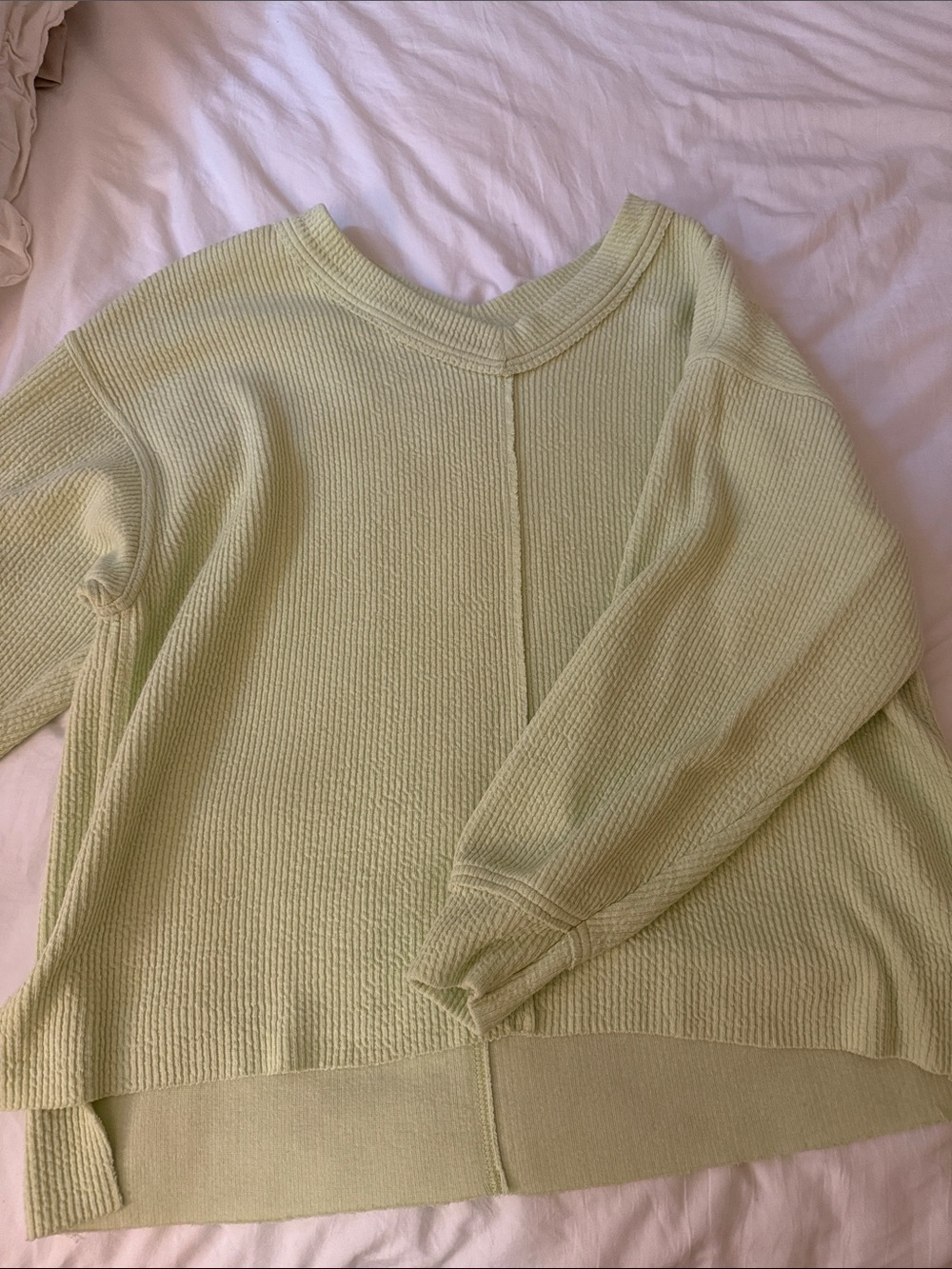 aerie Pale Lime Crewneck Knit Sweater